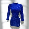 thumbnail image 3 of Vestido Sexy De Lentejuela Manga Larga Cuello Alto Color Azul Talla Unitalla Marca Emil SaEs, 3 of 4