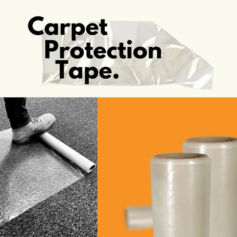 Carpet Protection Film 24 x 200' roll. Made in The USA! Easy Unwind, Clean  Removal, Strong and Durable Carpet Protector. Clear, Self-Adhesive Surface