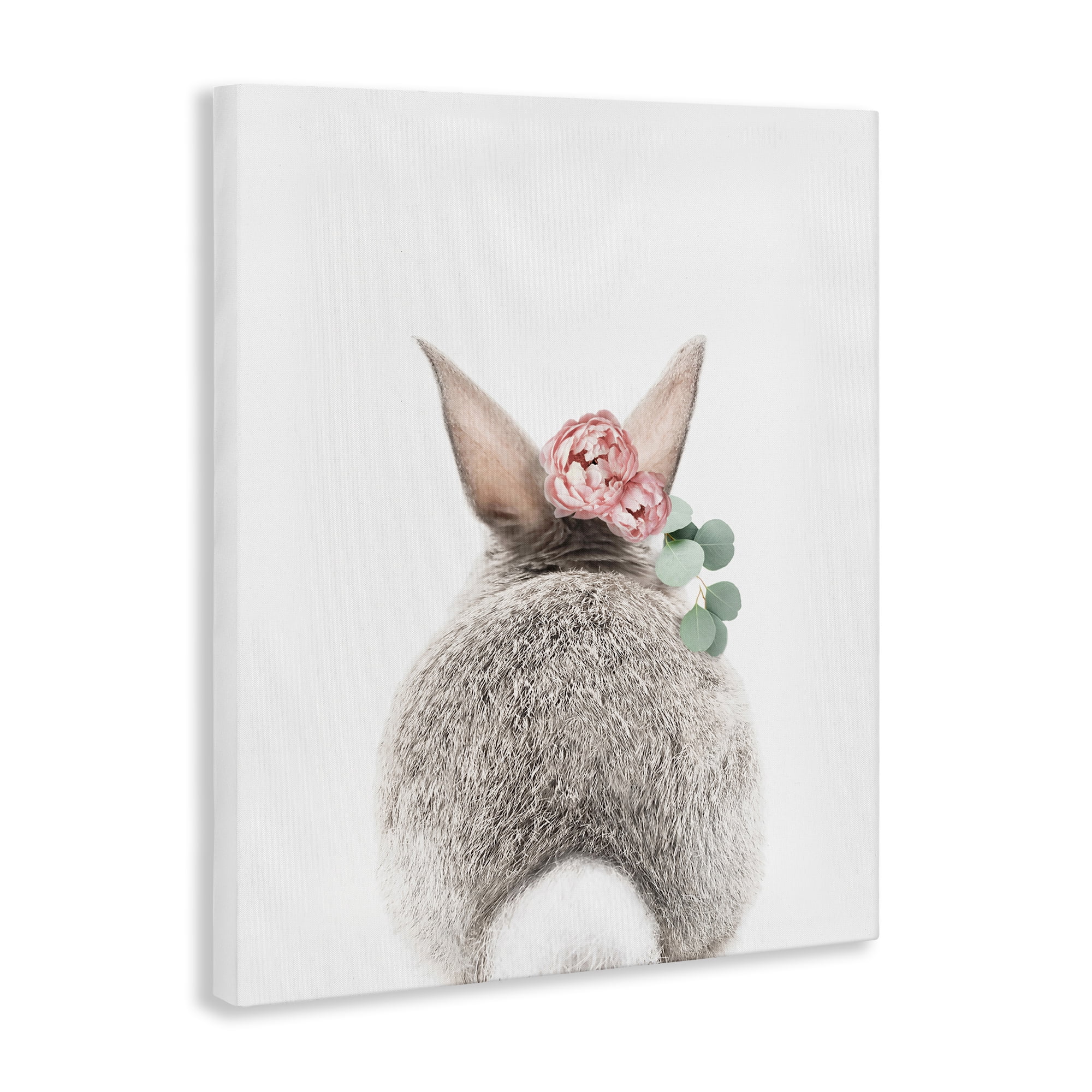 Stupell Industries Floral Bunny Tail Side Animals Painting Wrapped Canvas Art Print Wall Art, 36 x 48