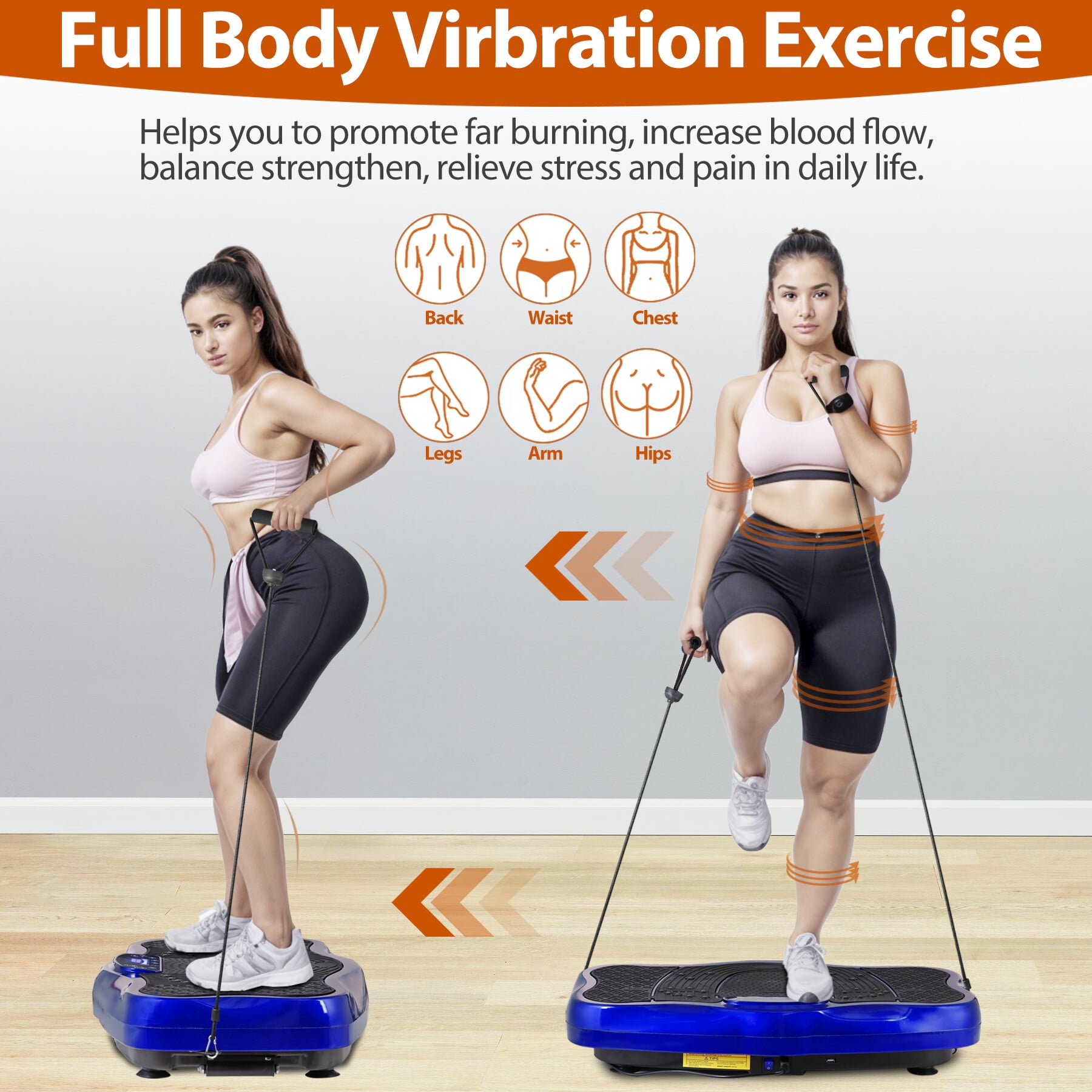ZENY Waver Vibration Plate Exercise Machine w/ Auto-Switch Mode Full Body Workout, Blue