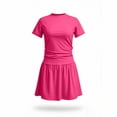 thumbnail image 4 of SROBPTY Teen Girls Dresses Solid Crew Neck Short Sleeve Pleated A Line Mid-Length Sundress for 5-15Y, 4 of 4