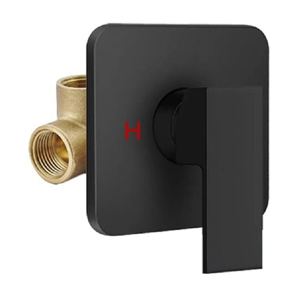 Shower Faucet Set Black Rain Shower Head Combo with Mixer Valve Kit Wall Mounted