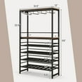 thumbnail image 3 of Gymax 32 Bottles Wine Rack Rustic Wine Storage Holder Freestanding W/ Glass Holder, 3 of 10