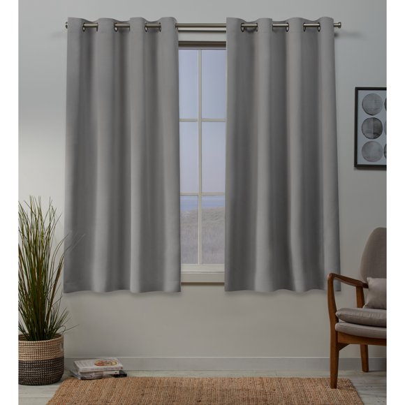 Exclusive Home Curtains EH7980-15 2-63G Sateen Twill Woven Blackout Grommet Top Curtain Panel Pair, 52x63, Veridian Grey