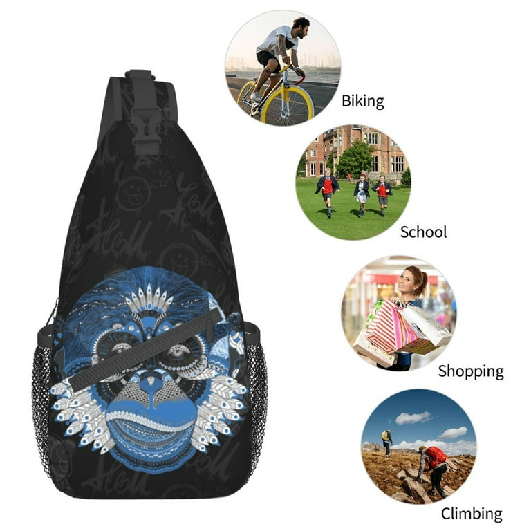 ZICANCN Crossbody Sling Bags for Women Men,Monkey Face Art Casual Shoulder  Backpacks for Travel Sport Climbing Runners Daypack