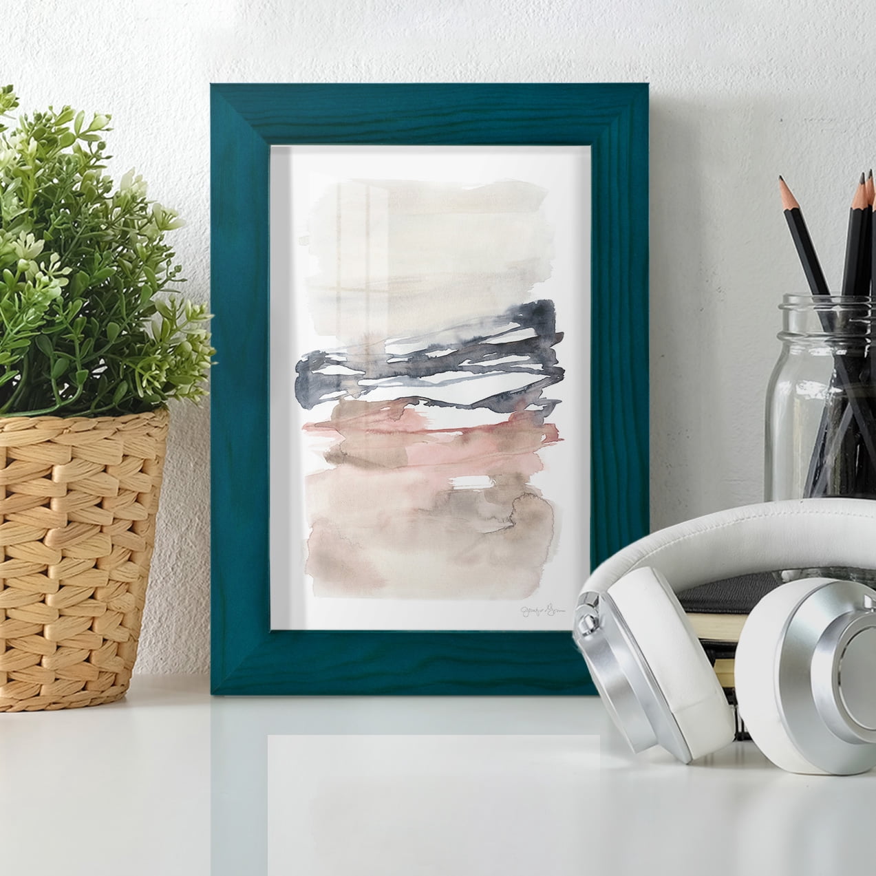 Tiered Horizon Line I -Framed Print w/glass-Ocean Blue