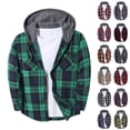thumbnail image 2 of Iaqnaocc Flannel Plaid Mens&nbsp;shirts Hoodies Long Sleeve Button Down Stylish Casual Classic Fall Hooded Shirt Navy 2XL, 2 of 4