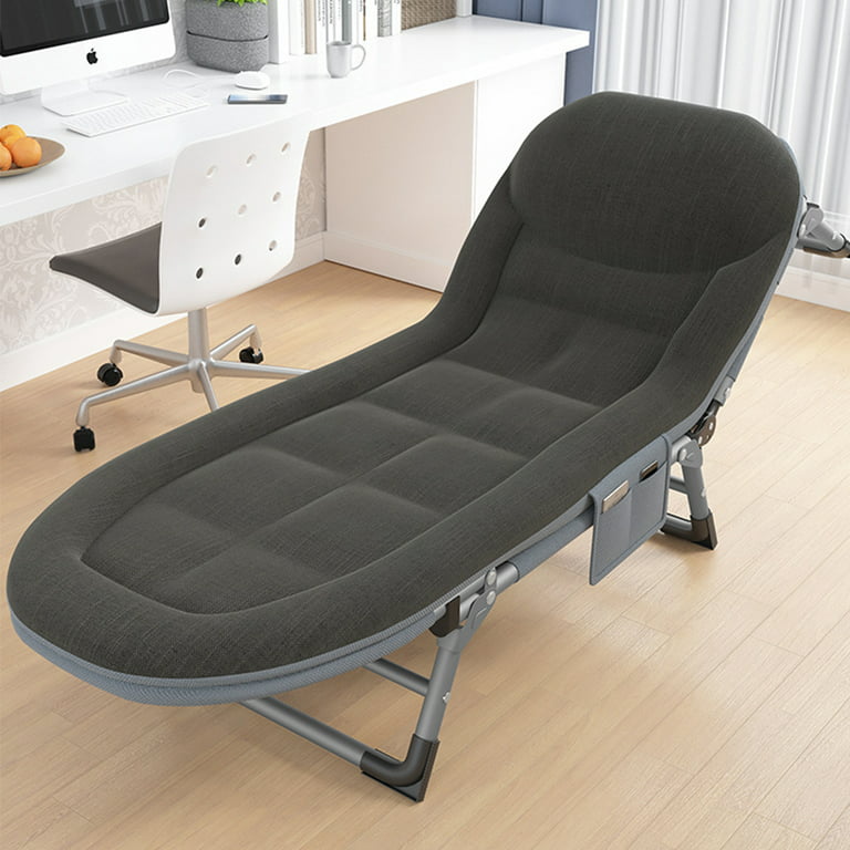Fishing Camping Anglers Chair: Portable Reclining Bedchair with Pillow,  Outdoor Fishing Sleeping Cot Travel Office with Side Pocket and Adjustable