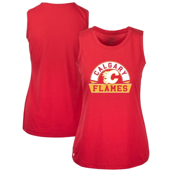 Women's Levelwear  Red Calgary Flames Macy Banner Arch Tank Top