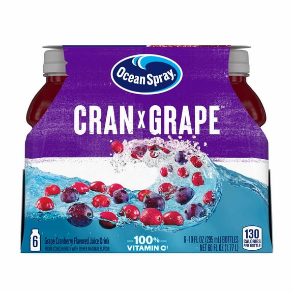 2 Pack Ocean Spray Cran-Grape Juice 10 oz Bottles