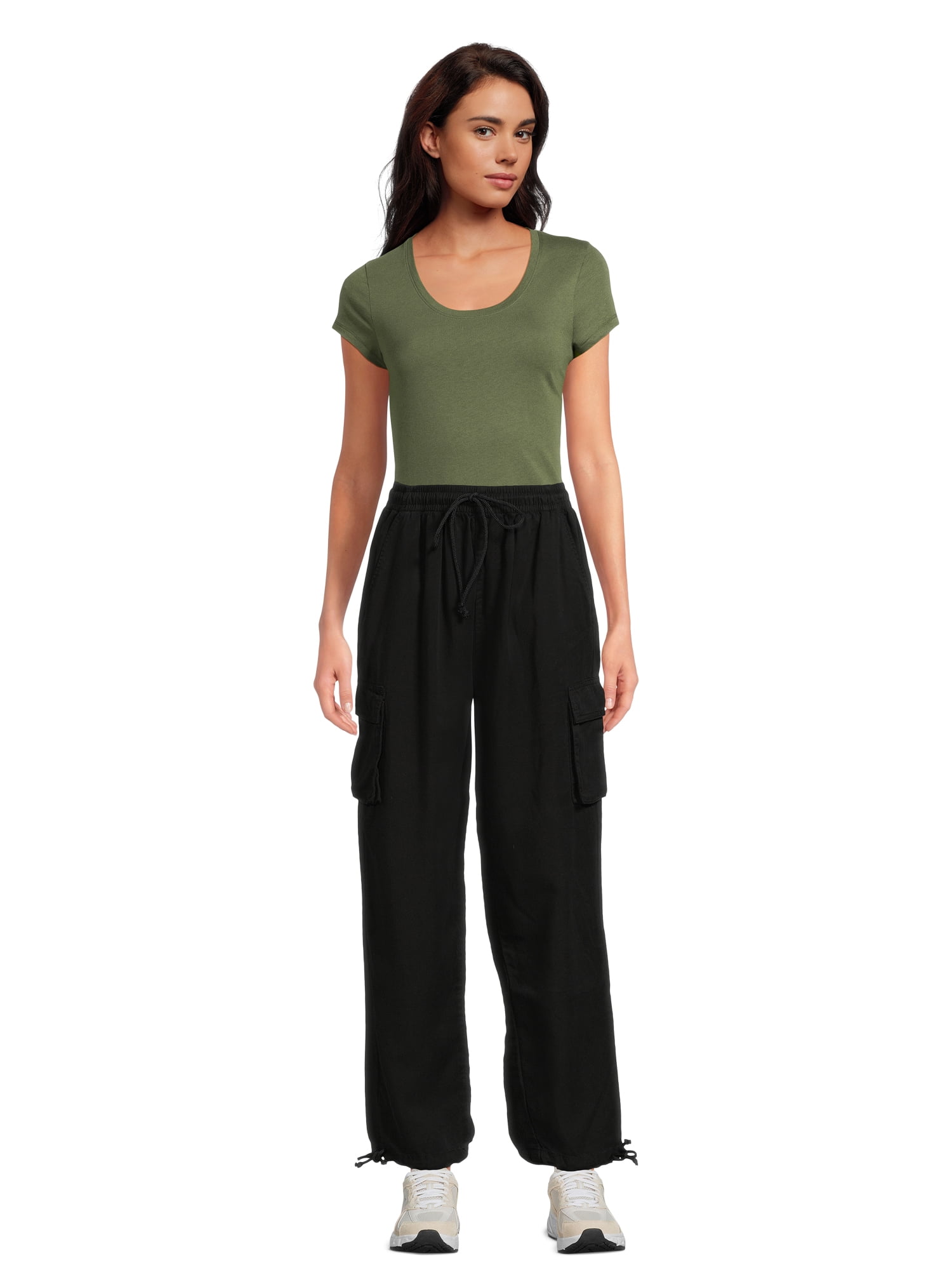Time and Tru Women's Parachute Cargo Jogger Pants, 26", 27", 28" Inseam, Sizes XS-XXXL