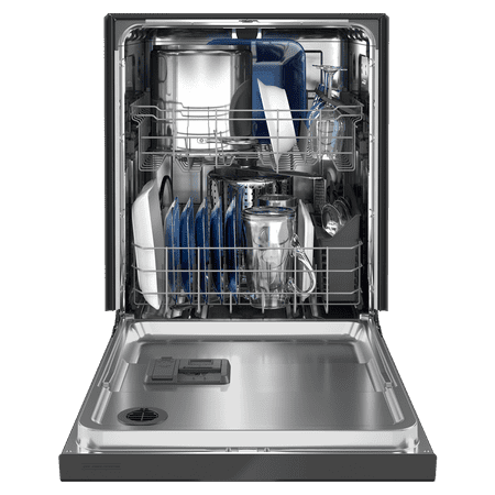 Maytag - 24" Front Control Built-In Dishwasher with Stainless Steel Tub, Dual Power Filtration, 50 dBA - Black