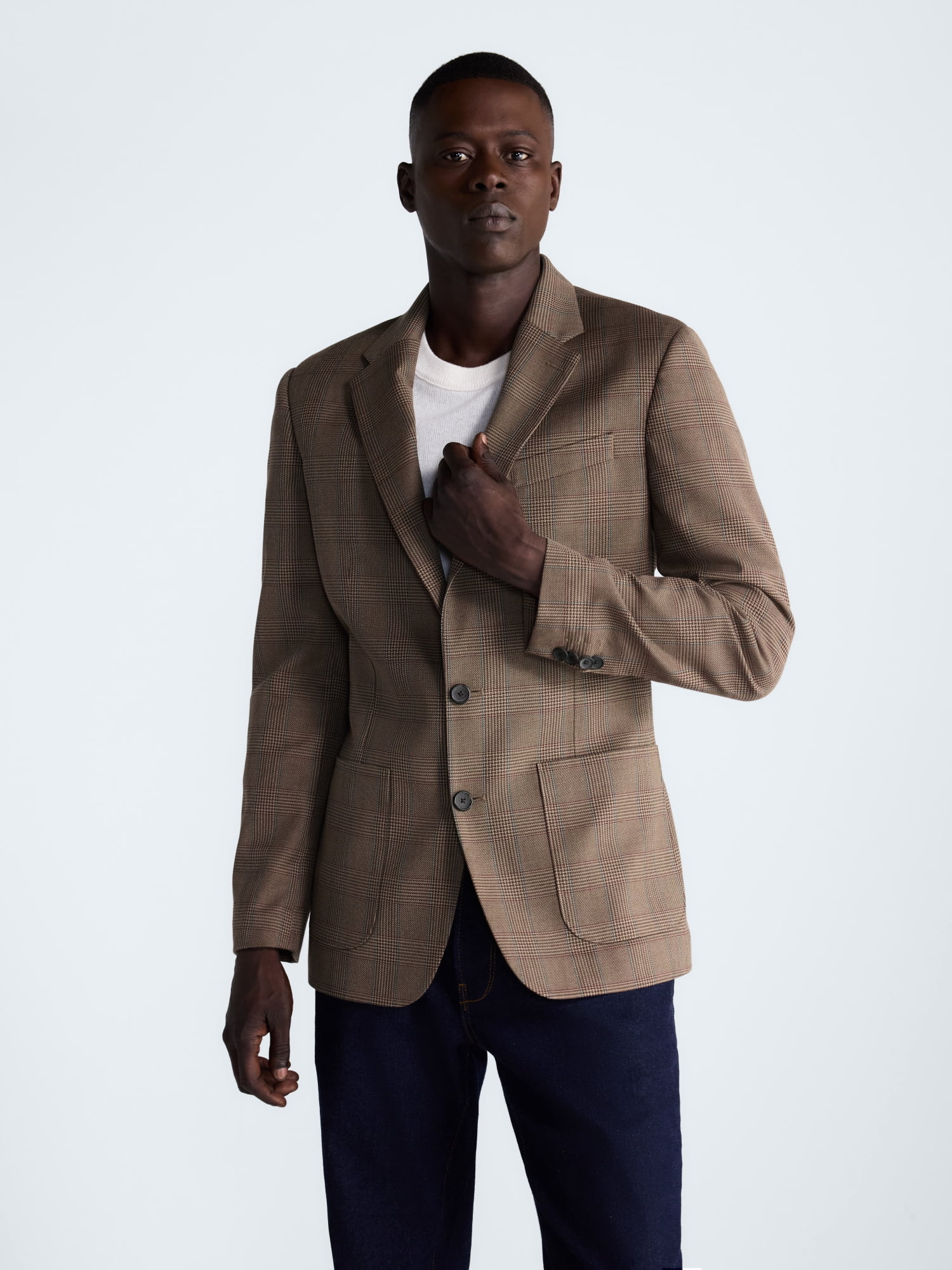 Free Assembly Men's Plaid Patch Pocket Blazer, Sizes XS-L
