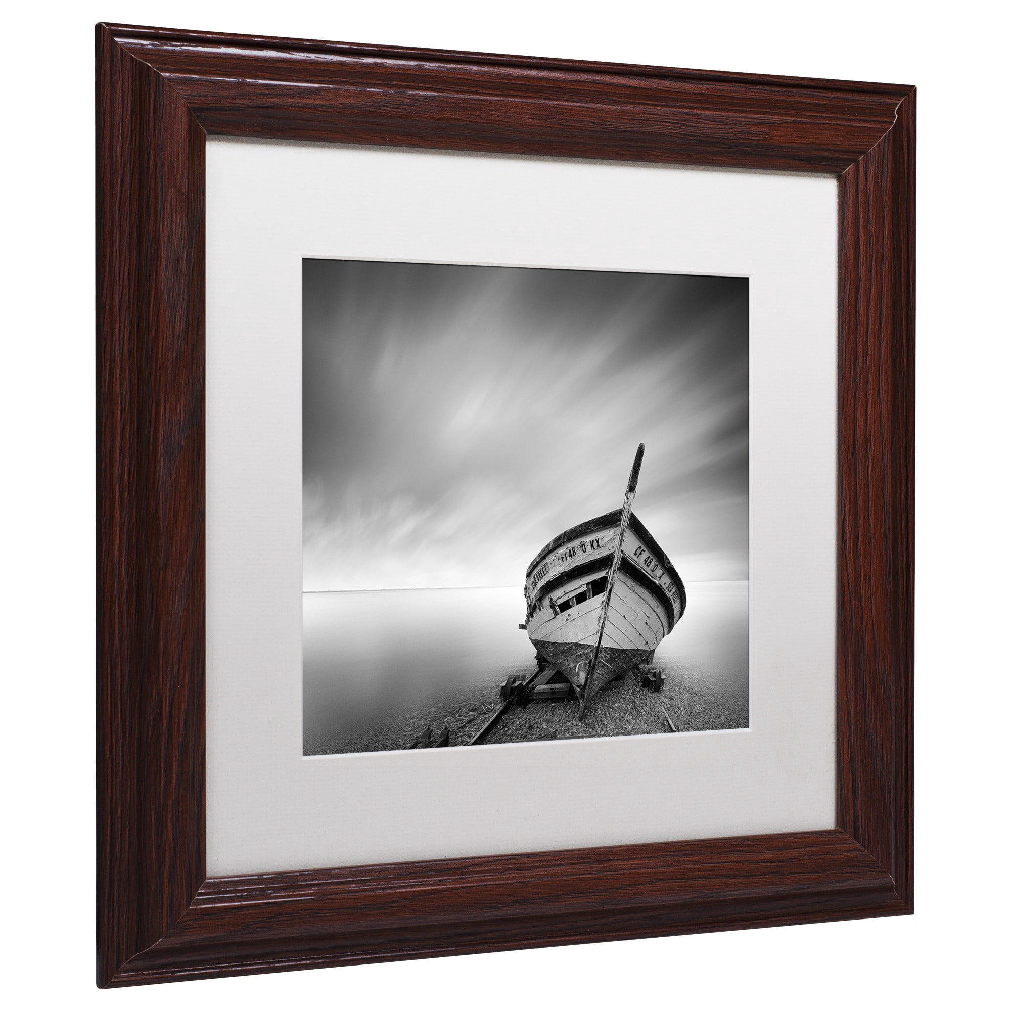 Trademark Fine Art "Boat I" Canvas Art by Moises Levy White Matte, Wood Frame