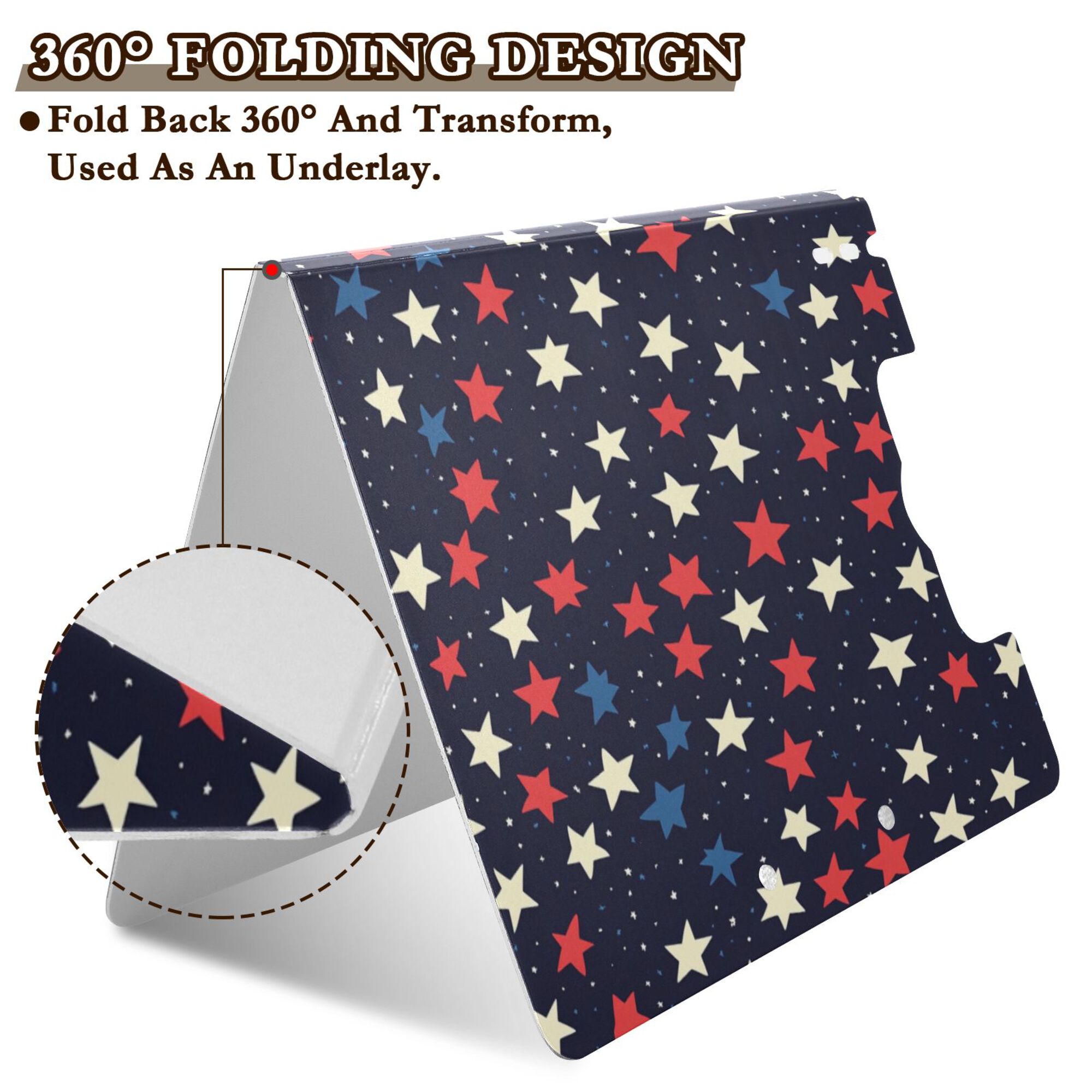 FORMRS A4 Clipboard Folder with Pen Holder Horizontal Foldable School Office Binder, Red Starry Pattern