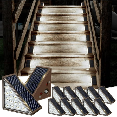 

Solar Step Lights for Outside 12pack Solar Stair Lights Outdoor Waterproof IP67 Outdoor deck step lights Solar Outdoor Lights for staircase Patio Front Step(Cool Brown)