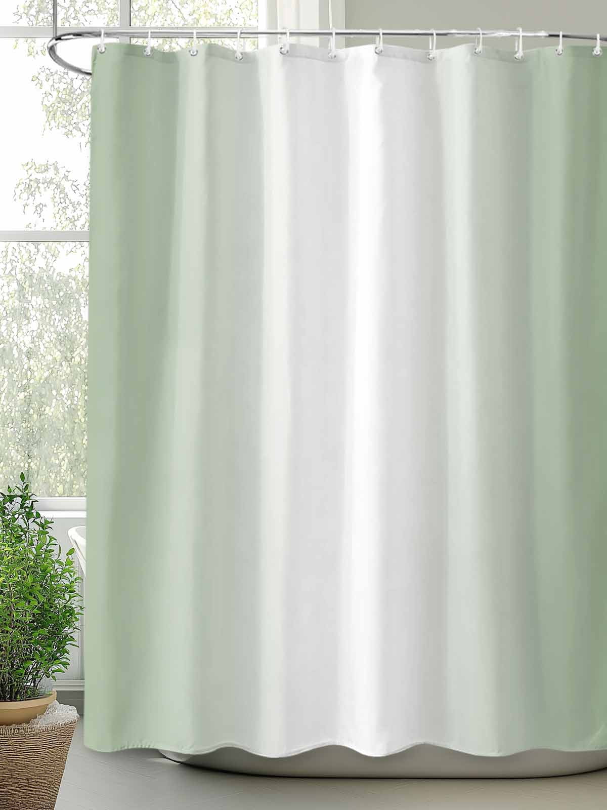 Boanket Polyester Fabric Sage Green Ombre Shower Curtain, Sage Green White Gradient Modern Waterproof Bathtub Curtain Bathroom Decor Set with Hooks 72 x 78 Inches,