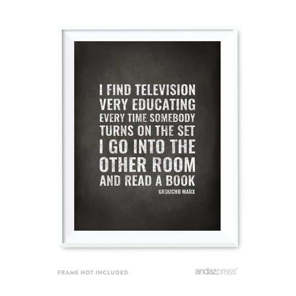 Koyal Wholesale Library Wall Art, 8.5x11-inch I find television very educating, Groucho Marx 1-Pack UNFRAMED