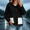 thumbnail image 2 of vdgthytj Rain Jacket Women Long Sleeve Full Zip Color Block Hooded Waterproof Fall Outdoor Outerwear with Pockets(X-Large,White), 2 of 7