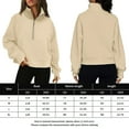 thumbnail image 6 of JUNWELL Stand Collar Fall Clothes Half Zip Women Solid Color Daily Outfit (Coffee XL), 6 of 6