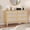 Wood Color, variant on Dark Wood 6-Drawer Rattan Dresser with USB & AC Ports, Metal Handles, Wood Storage Cabinet for Bedroom, Hallway, Living Room