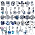 thumbnail image 2 of Charms de luciérnaga de plata esterlina 100% 925, globo de aire caliente de mal de ojo, azul, apto para pulsera Pandora Original, fabricación de joyas DIY, 2 of 4