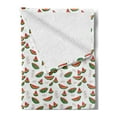 thumbnail image 2 of Watermelon Soft Flannel Fleece Throw Blanket, Hand Drawn Doodles of Juicy Fruit Slices, Cozy Plush for Indoor and Outdoor Use, 50" x 60", Coral Olive Green, by Ambesonne, 2 of 5