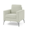 thumbnail image 3 of Corduroy Accent Sofa Chair, Modern Square Armchair with Metal Legs, Comfy Upholstered Reading Chair for Living Room, Bedroom, Apartment, Beige, 3 of 7