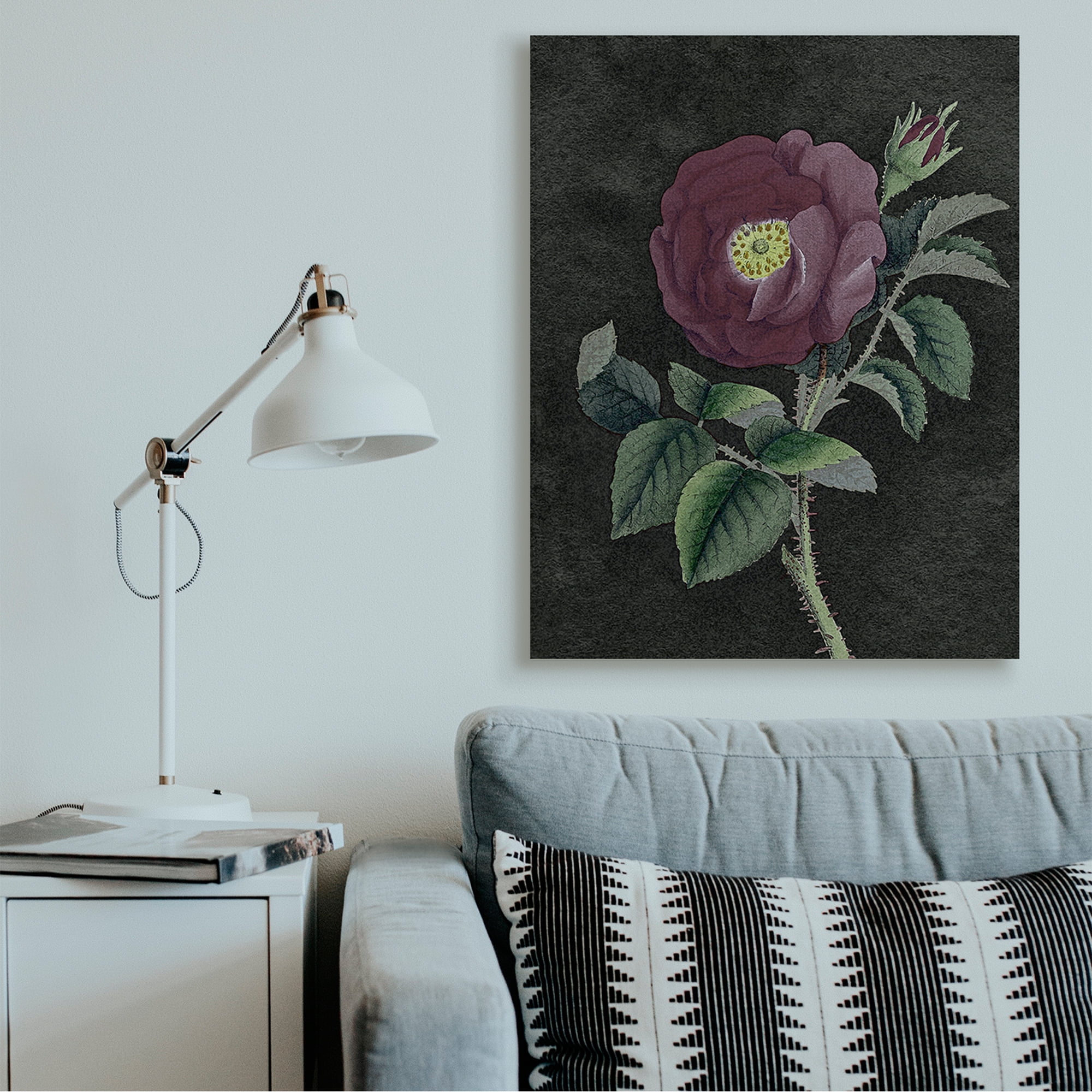 Stupell Industries Purple Poppy Vintage Illustration Thorne Flower Canvas Wall Art by Daphne Polselli