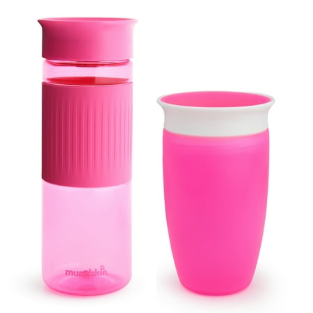 Munchkin Miracle 360 Cup Parent and Kid Set, 24 and 10 Ounce, Pink, Set of 2