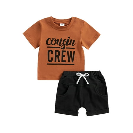 

Meihuida Baby Boys Short Set Short Sleeve Letters Print T-shirt with Elastic Waist Shorts Summer Outfit