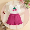thumbnail image 6 of NOLDARES Toddler Girls Clothes 1T 2T 3T 4T 5T Summer Outfits Baby Kids Sleeveless T-Shirt Tops & Shorts Sets(Hot Pink,9-12 Months), 6 of 8
