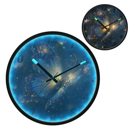 Iauyy Vintage Battery Sunrise Clock Wall Clock 12 inch Fashion Bedroom/Biathroom Lighted Wall Clock for Kitchen Clocks ,Radiant and Shining Brightly