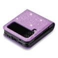 thumbnail image 3 of Phone Case for Samsung Galaxy Z Flip 5 Wallet Cover, Magnetic Closure Folio [Credit Card Holder] Bling Glitter PU Leather Shockproof Lightweight Cell Accessories Women,Purple, 3 of 10