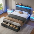 thumbnail image 6 of Full bed frame with charging station, LED lights, and storage drawers, with soft cushioned headboard, under bed storage space, easy to install, gray, 6 of 7