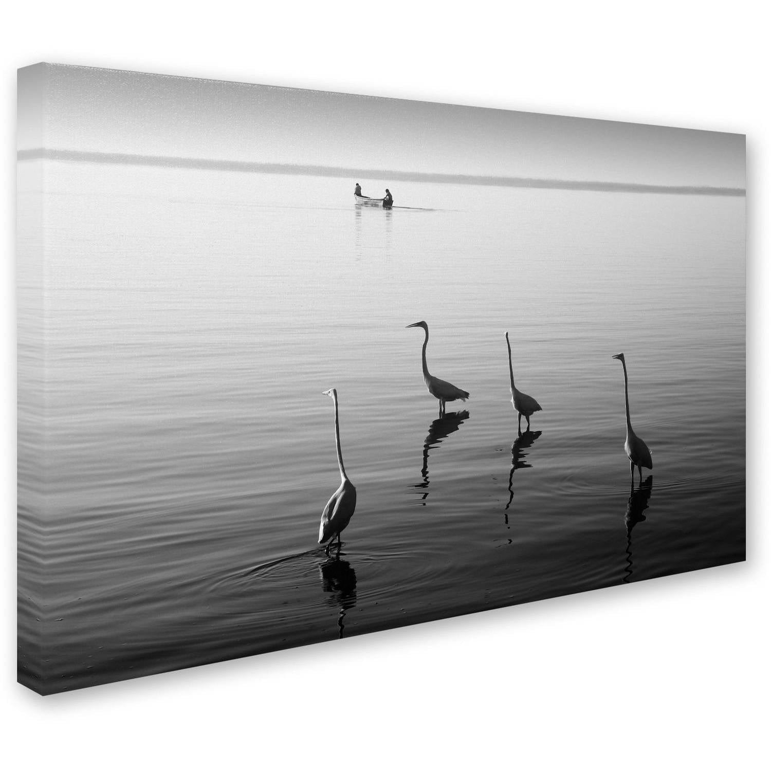 Trademark Fine Art "4 Herons and Boat" Canvas Art by Moises Levy