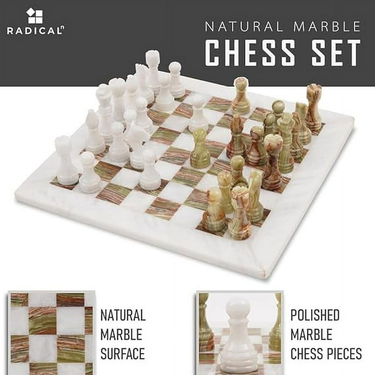 Radicaln Marble Chess Set with Storage Box 15 Inches White and
