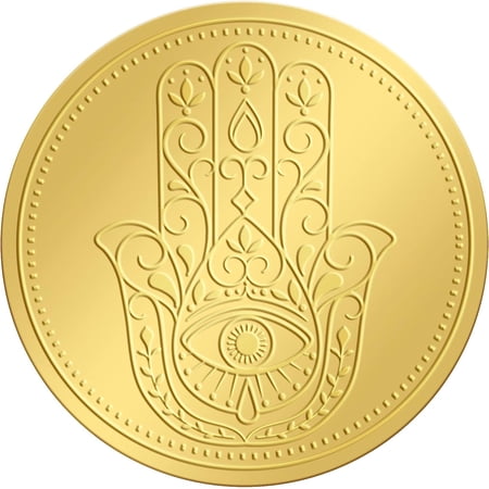 25 Sheet Self Adhesive Gold Foil Embossed Stickers Medal Decoration Sticker Hamsa Hand 5x5cm 4pcs/sheet