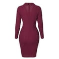 thumbnail image 3 of Womens Dresses Vacation, Women Long Sleeve Work Office Business Pencil Dress Deep V Neck Casual Bodycon Cocktail Party Wrap Mini Dress, 3 of 7