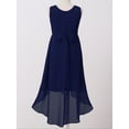 thumbnail image 4 of CHICTRY Girls Wedding Flower Girls Bridesmaid Dress with Rhinestone Belt Tea Length Chiffon Pageant Prom Gown Navy Blue 16, 4 of 7