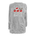 thumbnail image 4 of Pisexur Fuzzy Chandails de Noël pour Femmes Doublés en Molleton à Manches Longues à Col Rond Chandail d'Hiver Chaud Imprimé Verres de Vin Rouge Chandail de Noël à Enfiler Hauts avec Poches, 4 of 4