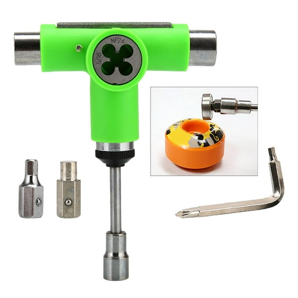 Skate de accesorios de monopatín portátil multifunción con Llave Allen Destornillador de cabeza Phillips para patines monopatines Verde Macarena Llave para monopatín