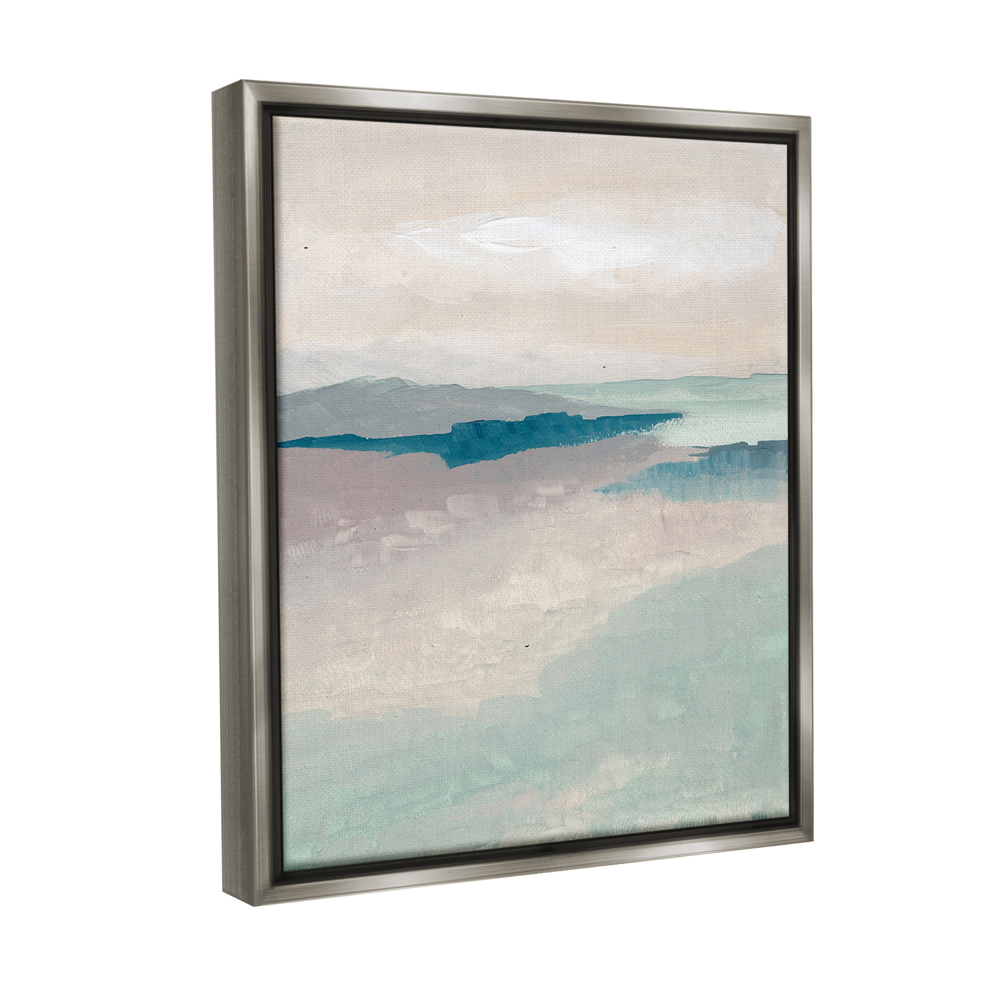 Stupell Industries Subtle Horizon Abstract Abstract Painting Gray Floater Framed Canvas Art Print Wall Art, 17 x 21