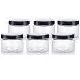 thumbnail image 1 of 12 Oz Clear Pet Plastic Refillable Low Profile Jar With Black Smooth Lids (6 Pack), 1 of 5