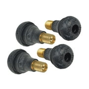 AlveyTech Straight Valve Stem Pack - Black Rubber/Brass Snap-on Replacement Schrader Stems for Tubeless Tires or Tire , Metal Wheel Rim Holes , ATV , Lawn Mower Standard Hand Truck , 4 pcs Valves Set
