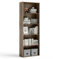 Costway 5-Shelf Storage Bookcase Stand Modern Multi-Functional Display Cabinet Walnut