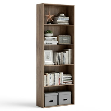 Costway 5-Shelf Storage Bookcase Stand Modern Multi-Functional Display Cabinet Walnut
