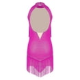 thumbnail image 4 of Nyeemya Women's Tassels Fringe Leotard Backless Latin Dance Dress Ballroom Modern Jazz Dancewear Hot Pink L, 4 of 6