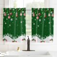 thumbnail image 3 of Green Christmas Kitchen Curtains 54 Inch Length, Farmhouse Curtains & Drapes, Xmas Balls White Snowflake Rod Pocket Window Curtains for Living Room/Bedroom/Bathroom, 42" x 54", 2 Panels, 3 of 5