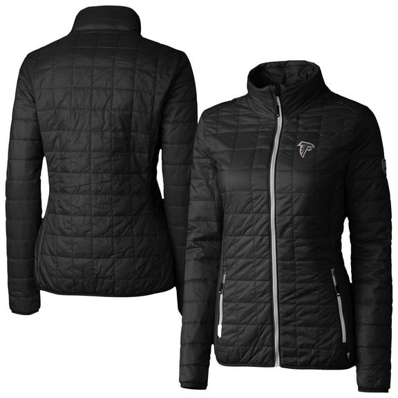 Women's Cutter & Buck Black Atlanta Falcons Rainier PrimaLoft Eco Insulated Full-Zip Puffer Jacket
